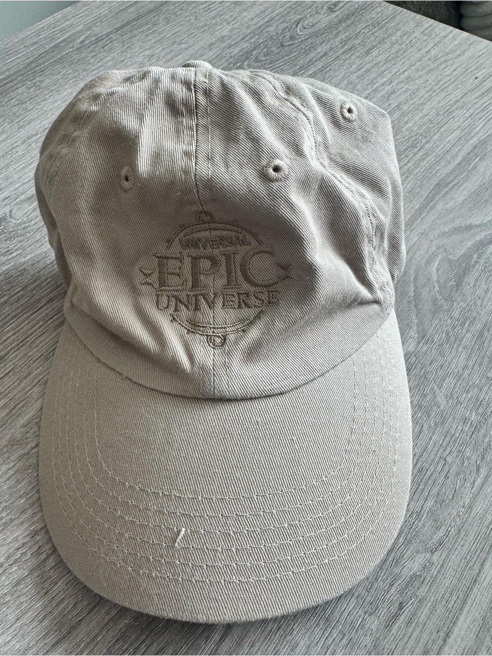 Universal Neutral Beige Cotton Cap with Embroidered Epic Universe Label